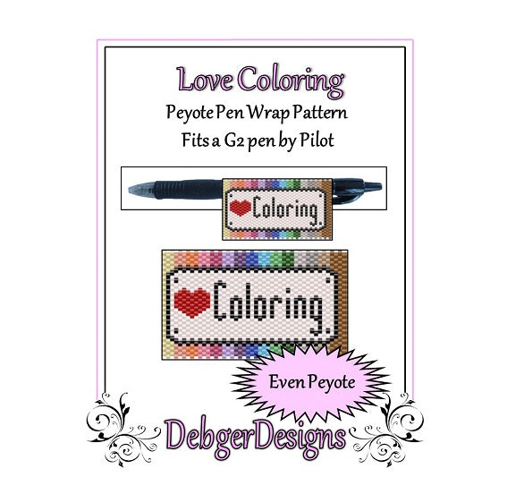 Love Coloring (Colouring) Pen Wrap Pattern - PDF