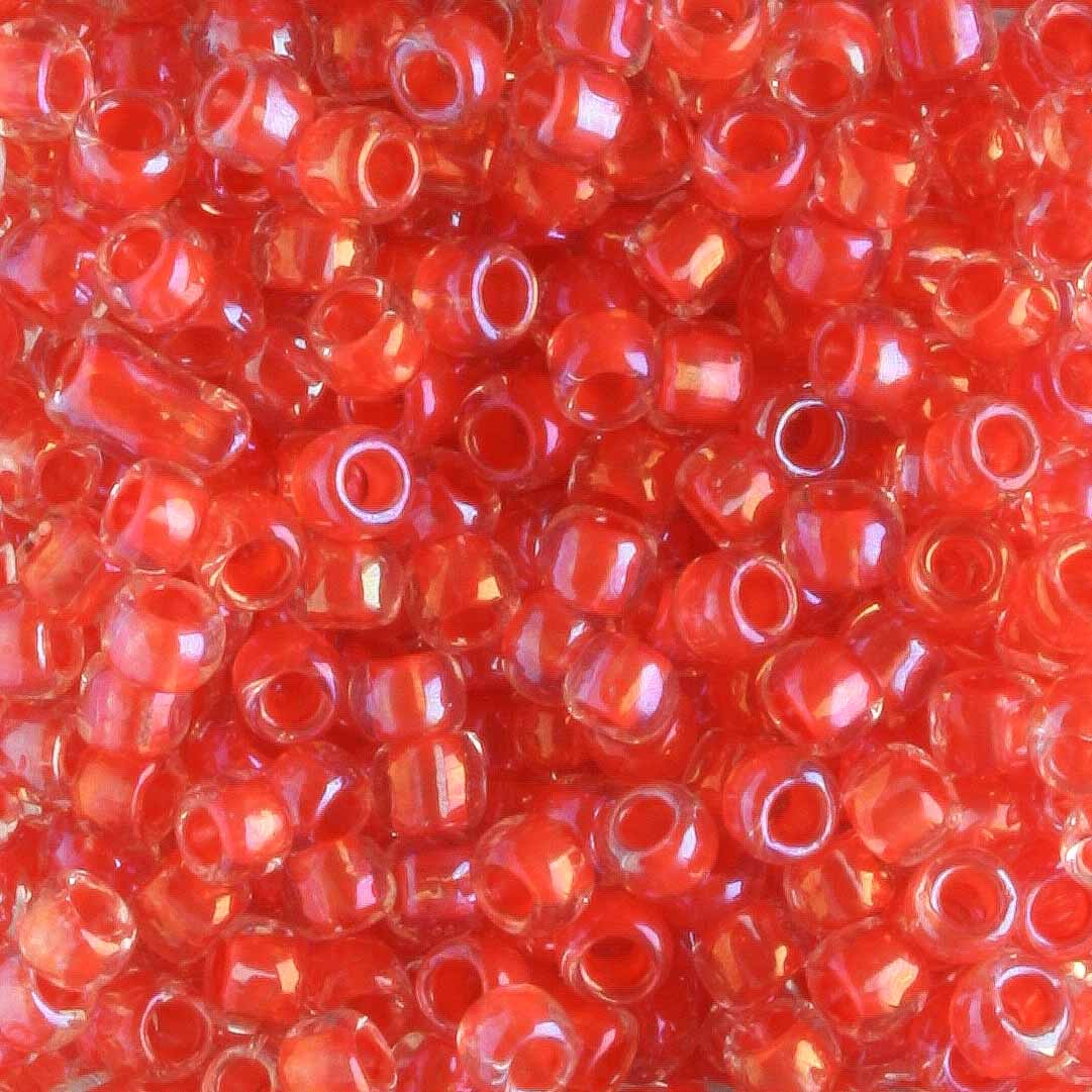 8/0 Color Lined Crystal Poppy - 10 grams