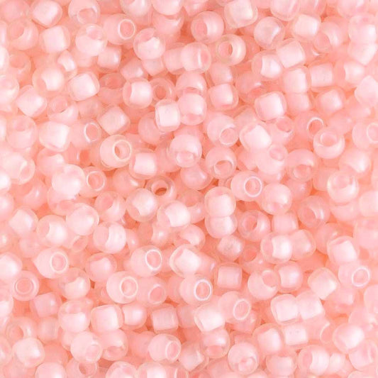 11/0 Color Lined Rianbow Frosted Crystal Pink - 10 grams