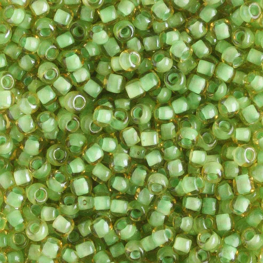 11/0 Color Lined Jonquil Mint Julep - 10 grams