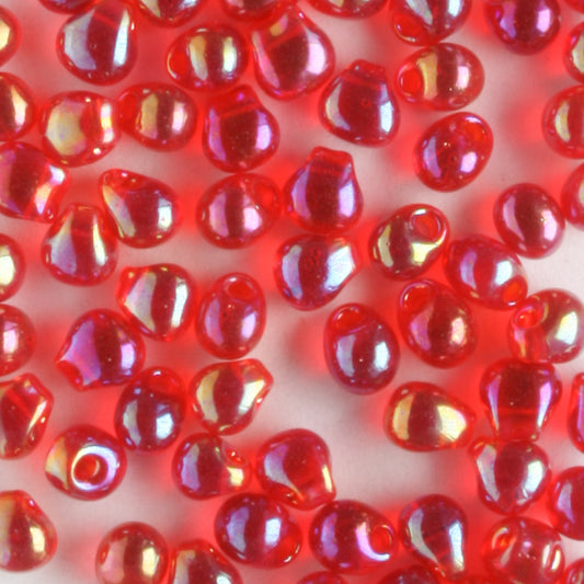 Fringe Bead, Transparent Rainbow Red