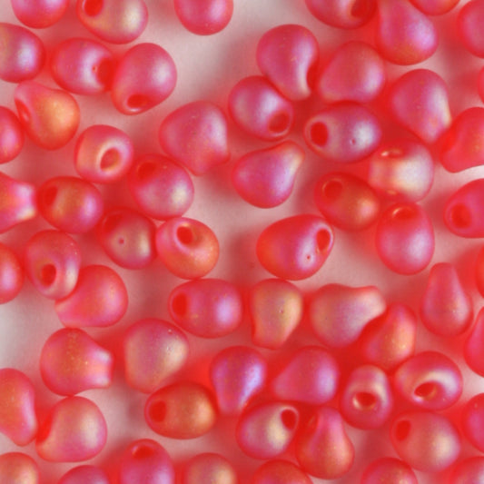 Fringe Bead, Rainbow Red Matte