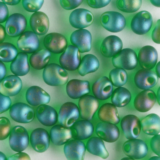 Fringe Bead, Rainbow Green Matte
