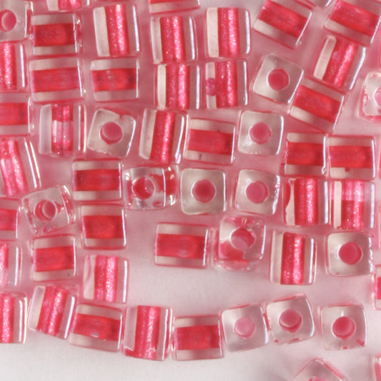 3mm Cube, Pink Lined Crystal - 10 grams