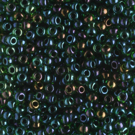 11/0 Transparent Dark Green AB - 10 grams