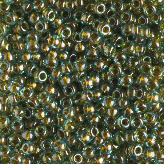 11/0 Yellow Lined Aqua - 10 grams