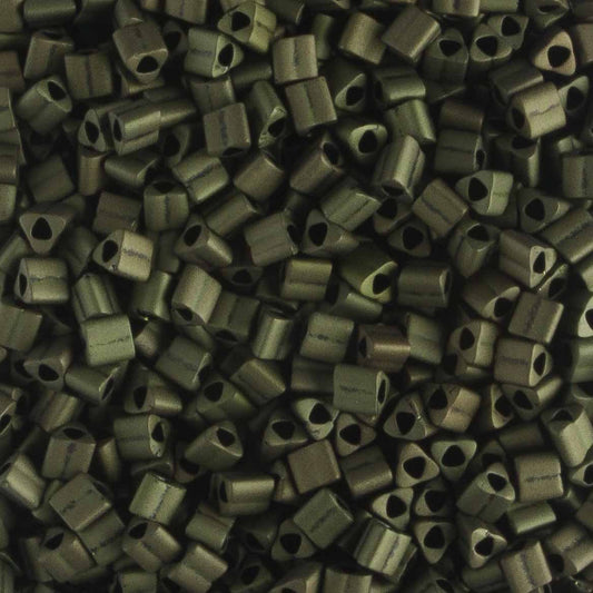 11/0 Triangle Matte Metallic Olive - 10 grams