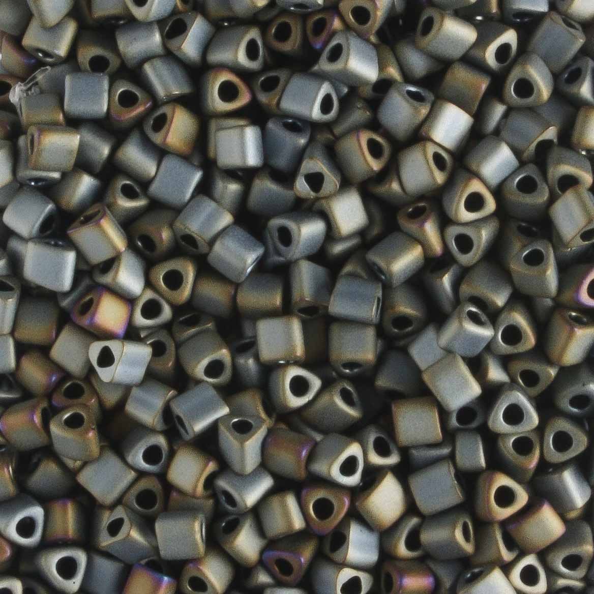 11/0 Triangle Matte Metallic Gray Brown - 10 grams