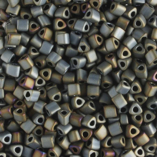 11/0 Triangle Matte Metallic Gray Brown - 10 grams