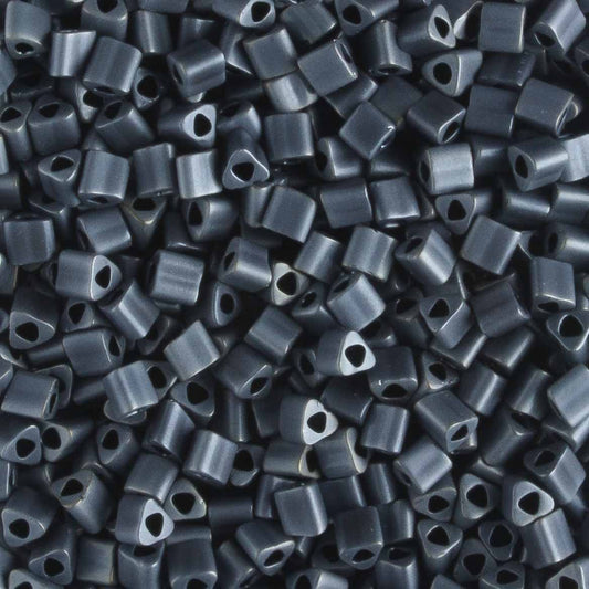 11/0 Triangle Matte Metallic Gray Blue - 10 grams