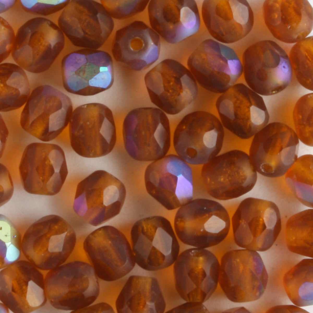 4mm Round Fire Polish Topaz AB Matte