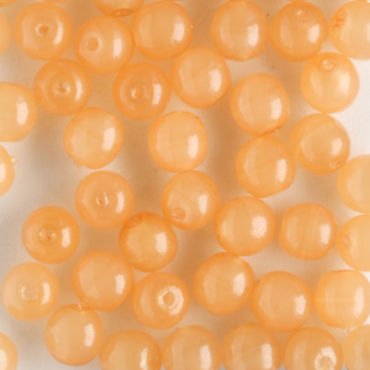 4mm Druk Opal Light Peach - 100 beads