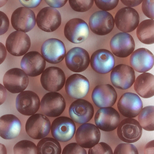4mm Druk Amethyst Matte AB - 100 beads
