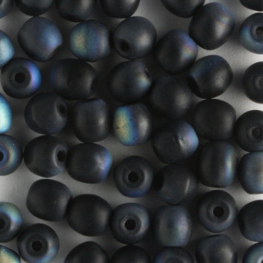 4mm Druk Jet Black Matte AB - 100 beads