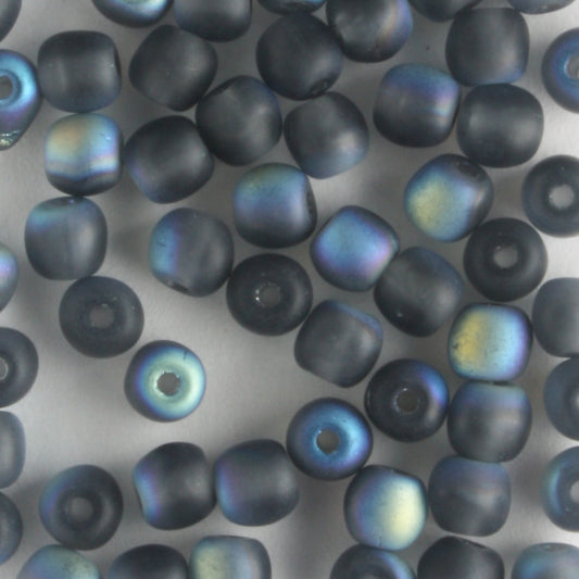 4mm Druk Montana Matte AB - 100 beads