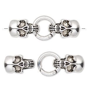 Glue in Clasp Skull  Silver