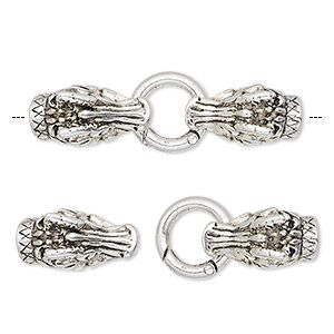Clasp, Glue In Dragon Silver