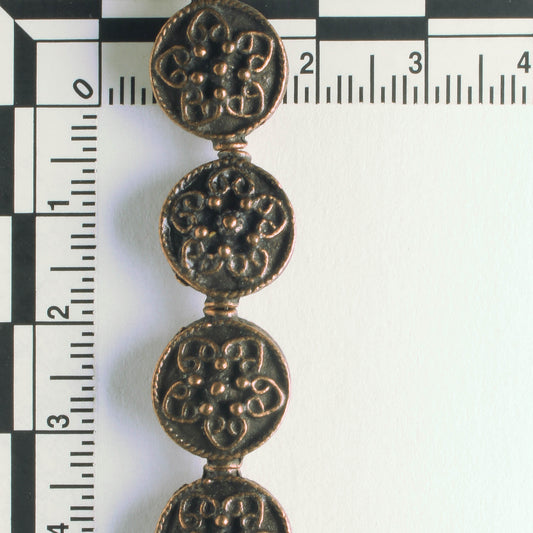 Pewter Beads, Copper Plated - 8" Strand