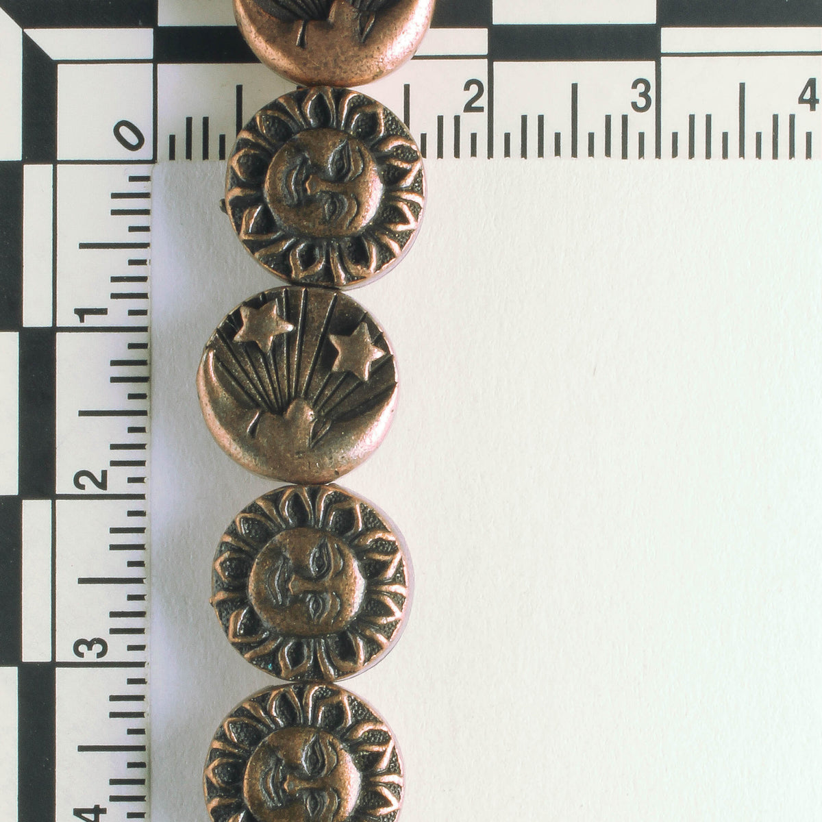 Pewter Beads, Copper Plated - 8" Strand