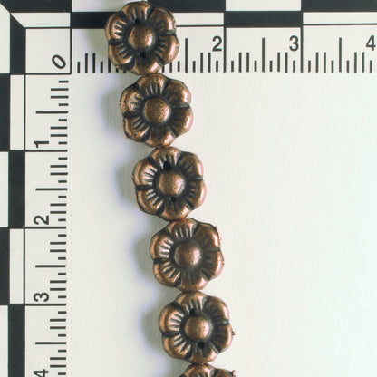 Pewter Beads, Copper Plated - 8" Strand