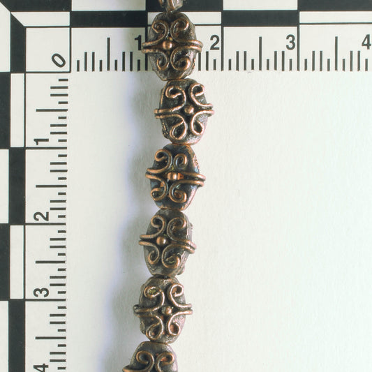 Pewter Beads, Copper Plated - 8" Strand