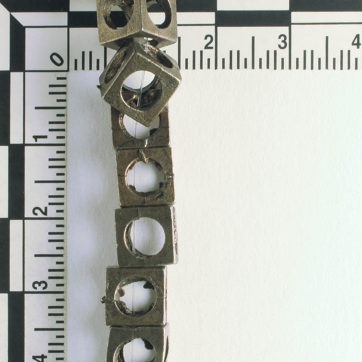 Pewter Beads, Brass Plated - 8" Strand