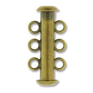 3 Strand Slide Clasp Antique Brass