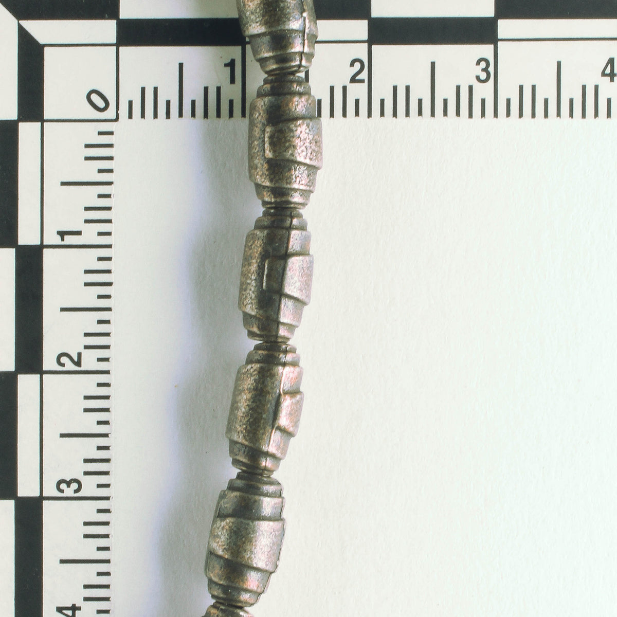 Pewter Beads, Brass Plated - 8" Strand