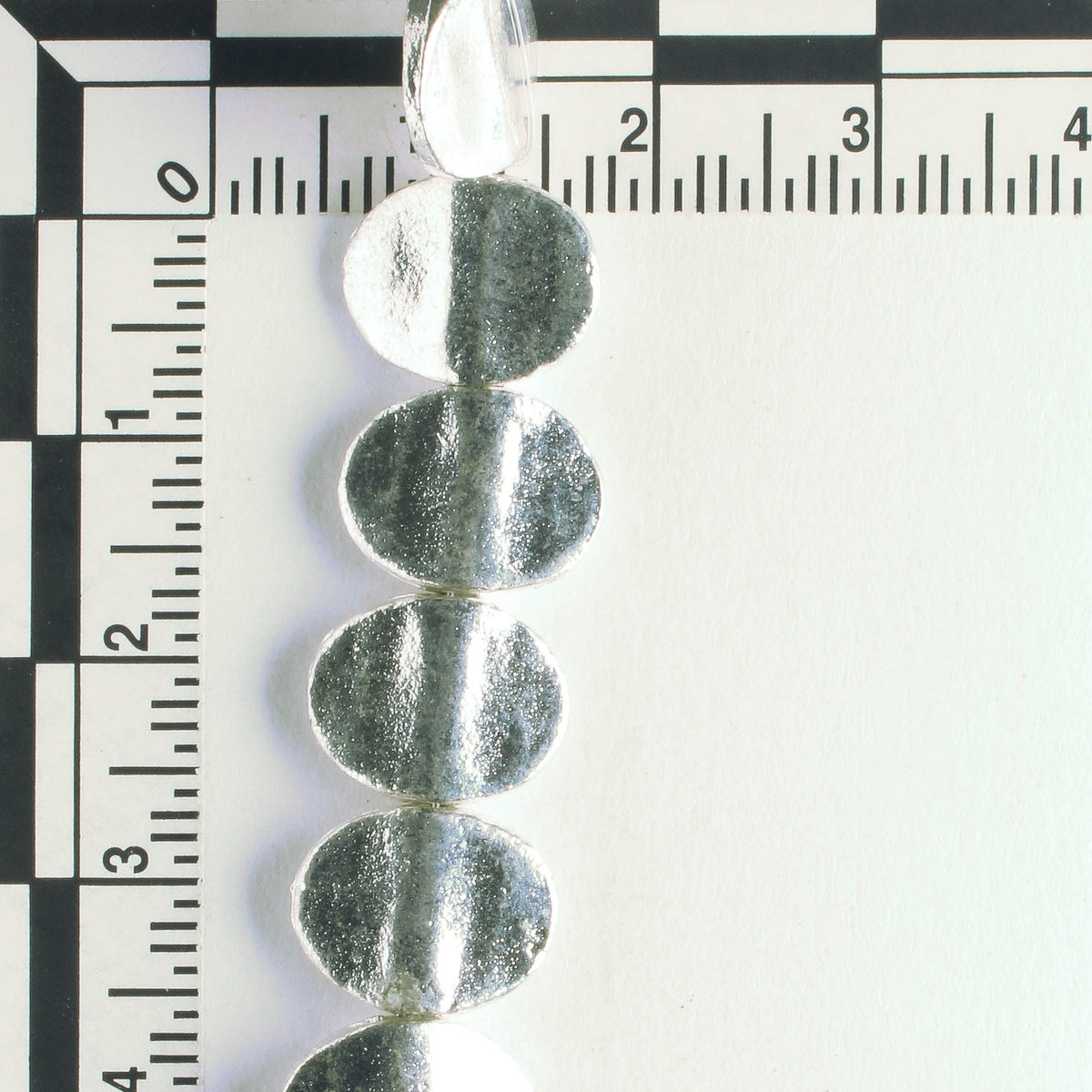 Pewter Beads, Silver Plated - 8" Strand