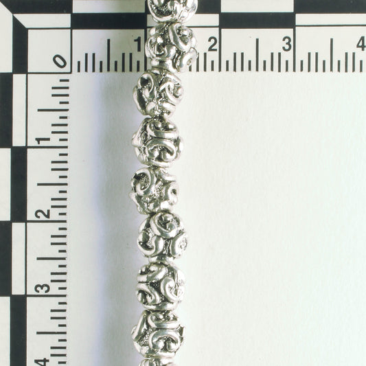 Pewter Beads, Silver Plated - 8" Strand
