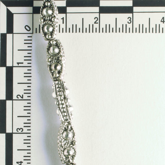 Pewter Beads, Silver Plated - 8" Strand