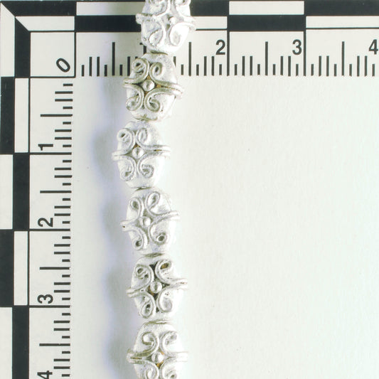 Pewter Beads, Silver Plated - 8" Strand