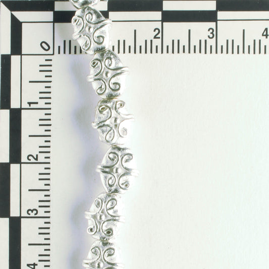 Pewter Beads, Silver Plated - 8" Strand