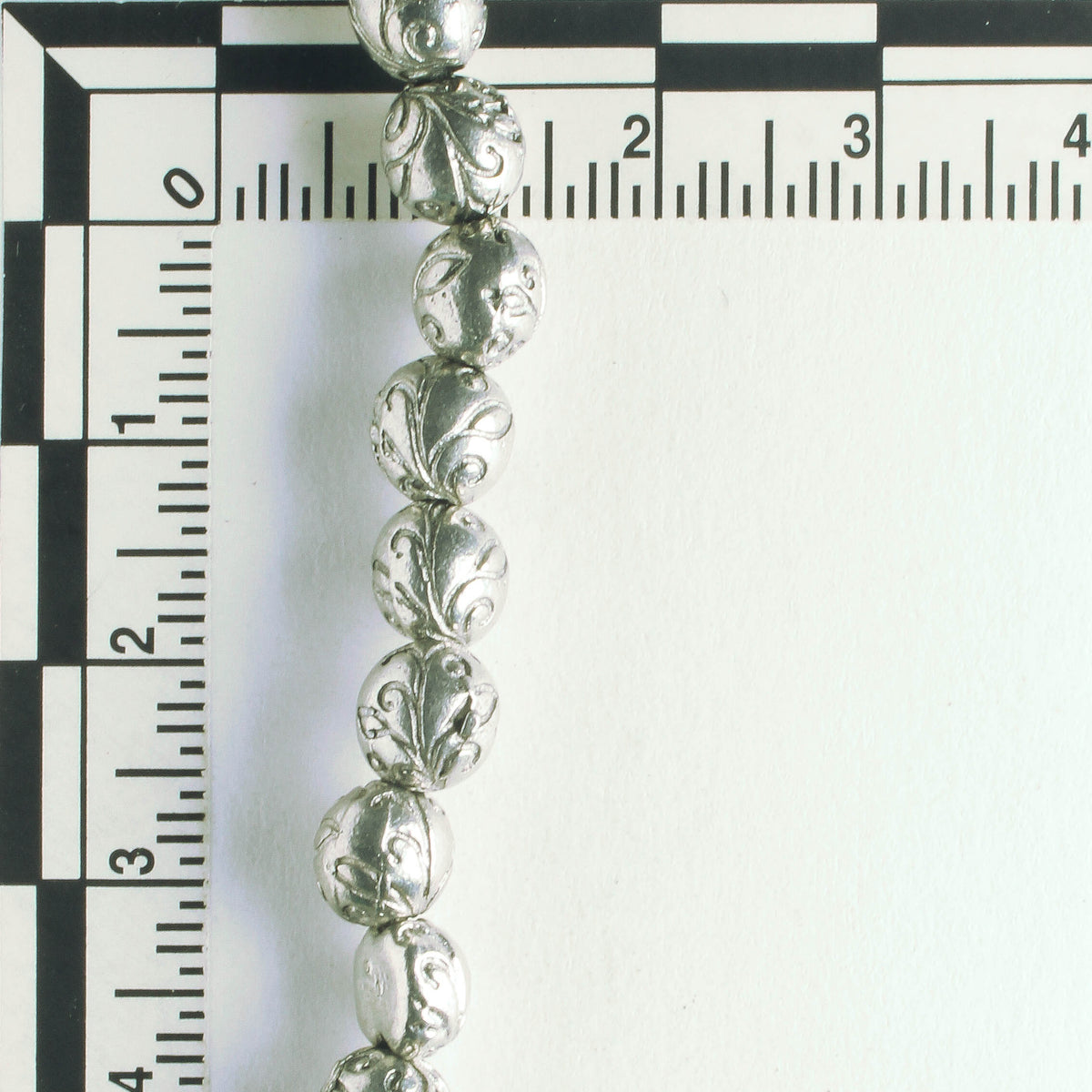 Pewter Beads, Silver Plated - 8" Strand