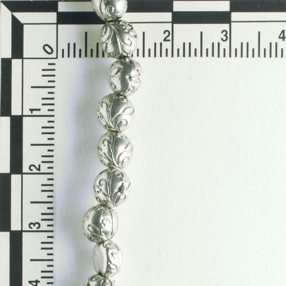 Pewter Beads, Silver Plated - 8" Strand
