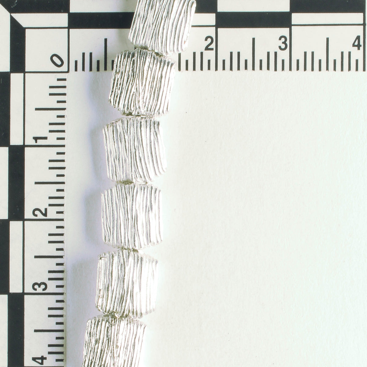 Pewter Beads, Silver Plated - 8" Strand