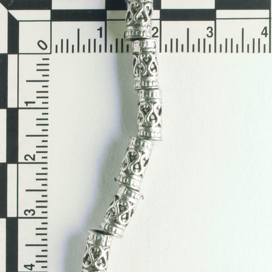Pewter Beads, Silver Plated - 8" Strand
