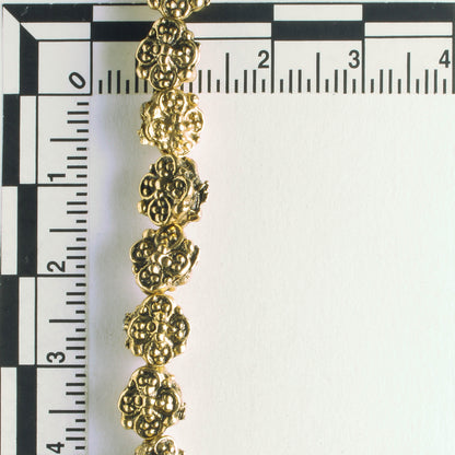Pewter Beads, Gold Plated - 8" Strand