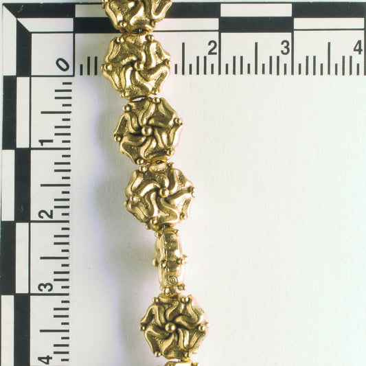 Pewter Beads, Gold Plated - 8" Strand