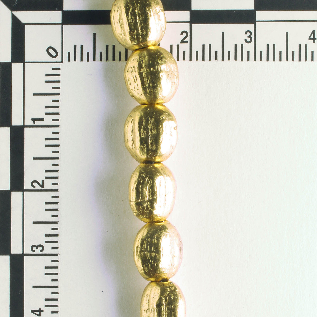 Pewter Beads, Gold Plated - 8" Strand