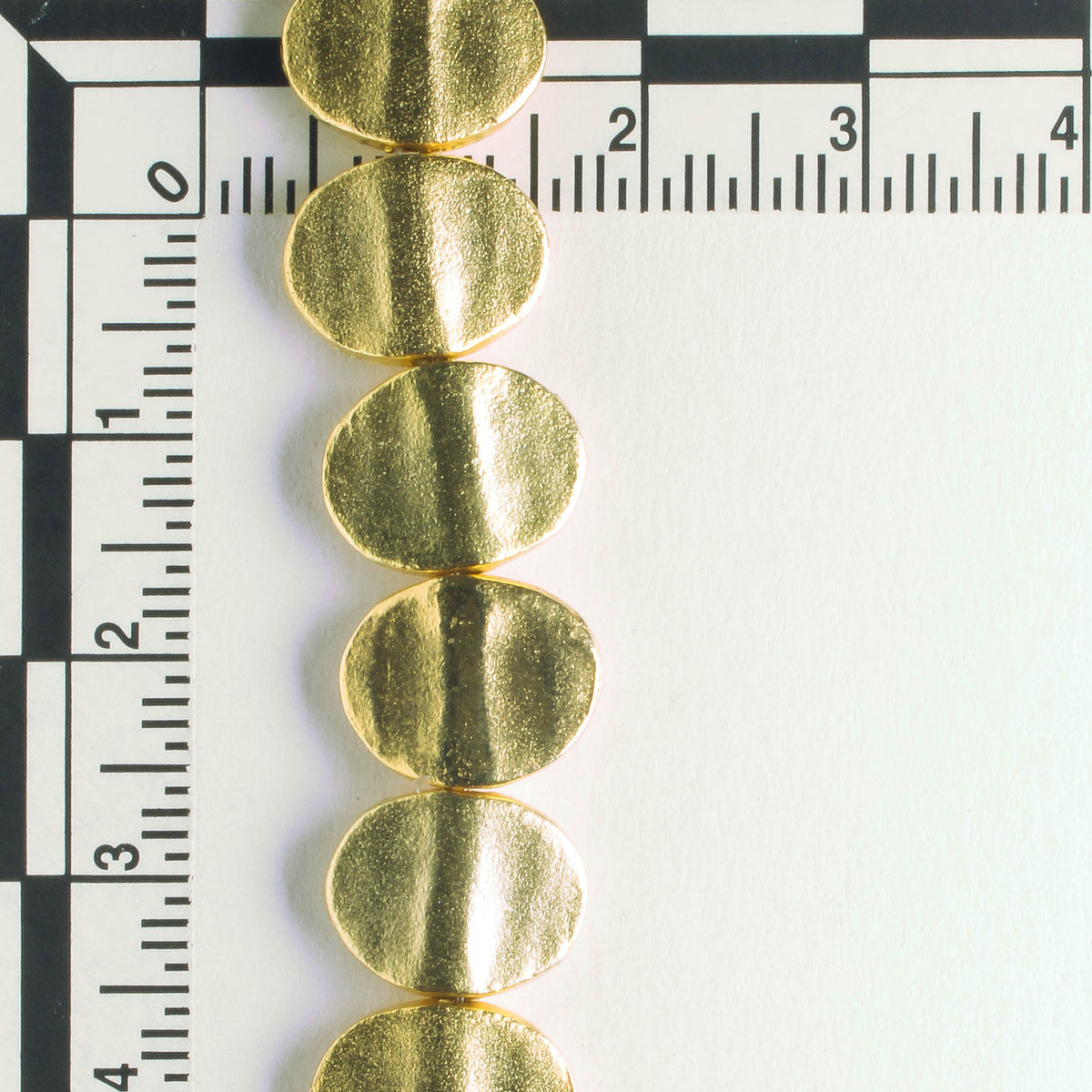 Pewter Beads, Gold Plated - 8" Strand