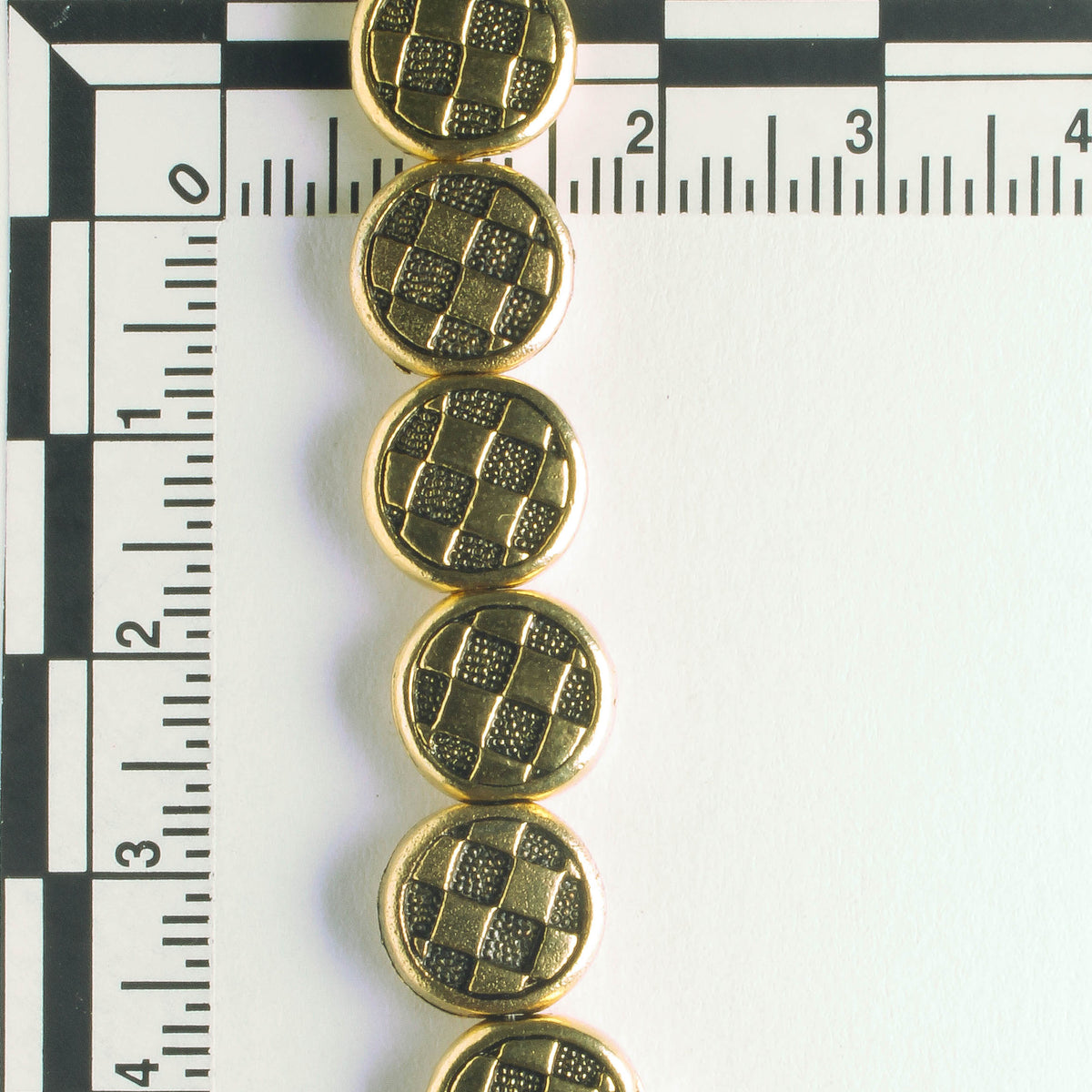 Pewter Beads, Gold Plated - 8" Strand