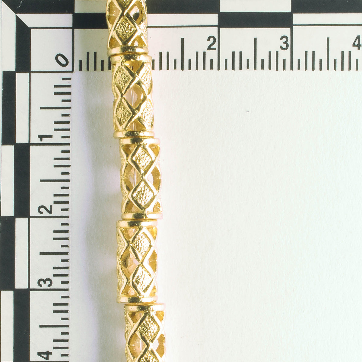 Pewter Beads, Gold Plated - 8" Strand