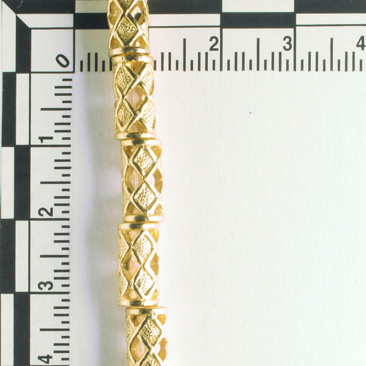 Pewter Beads, Gold Plated - 8" Strand