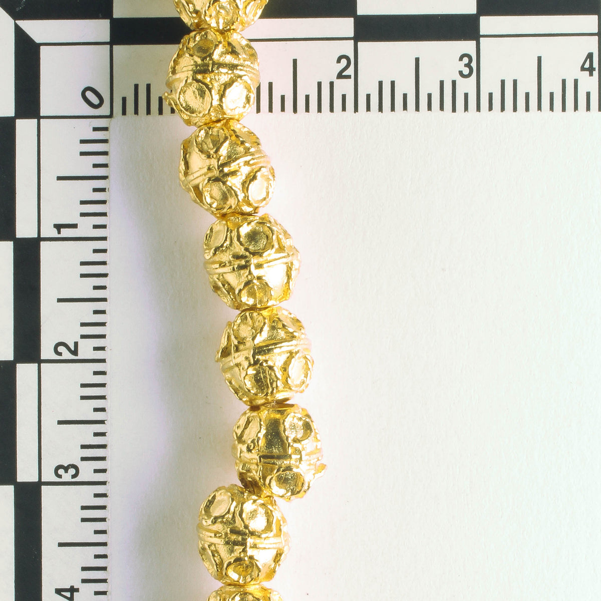 Pewter Beads, Gold Plated - 8" Strand