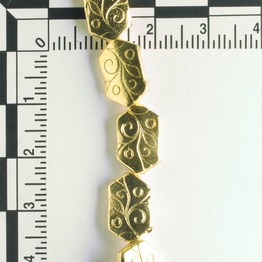 Pewter Beads, Gold Plated - 8" Strand