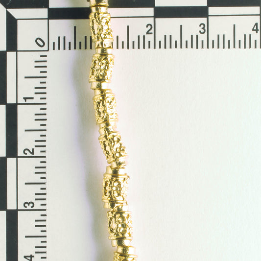 Pewter Beads, Gold Plated - 8" Strand