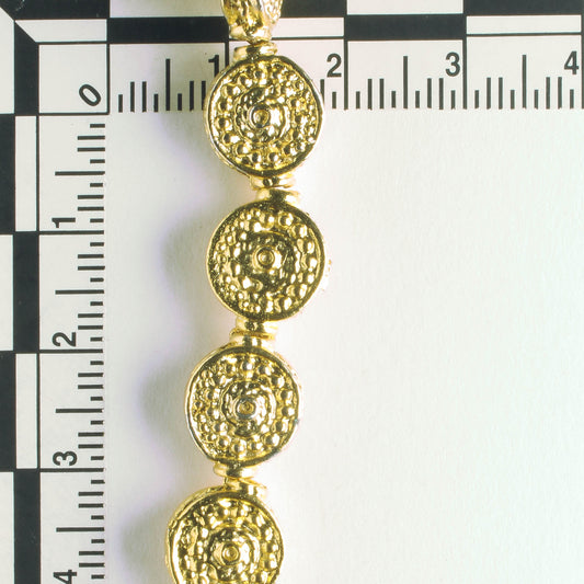 Pewter Beads, Gold Plated - 8" Strand
