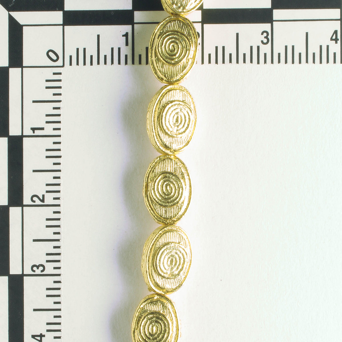 Pewter Beads, Gold Plated - 8" Strand