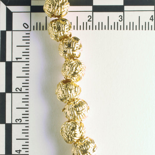 Pewter Beads, Gold Plated - 8" Strand